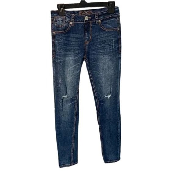 Grace in LA Easy Fit Jeans Women's Size 27 (27 x 30) Mid Rise Straight Leg - Picture 1 of 12